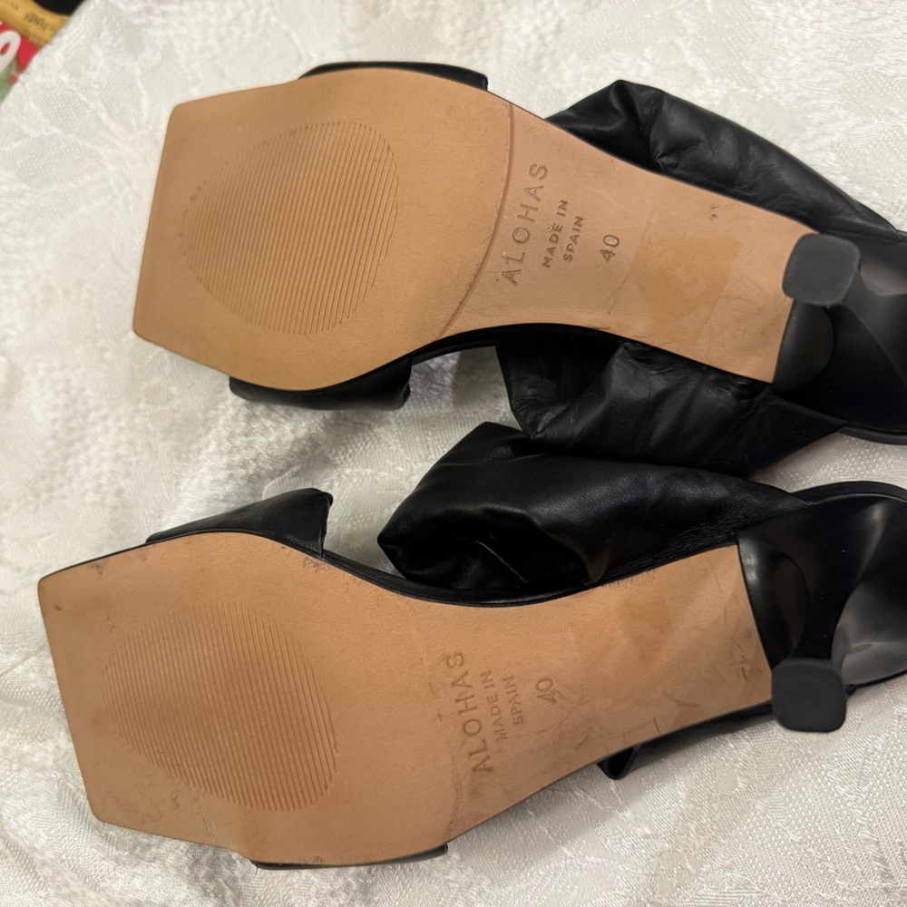 Alohas Natasha Puffy Leather Mule Heels Black EU 40 - Picture 10 of 12